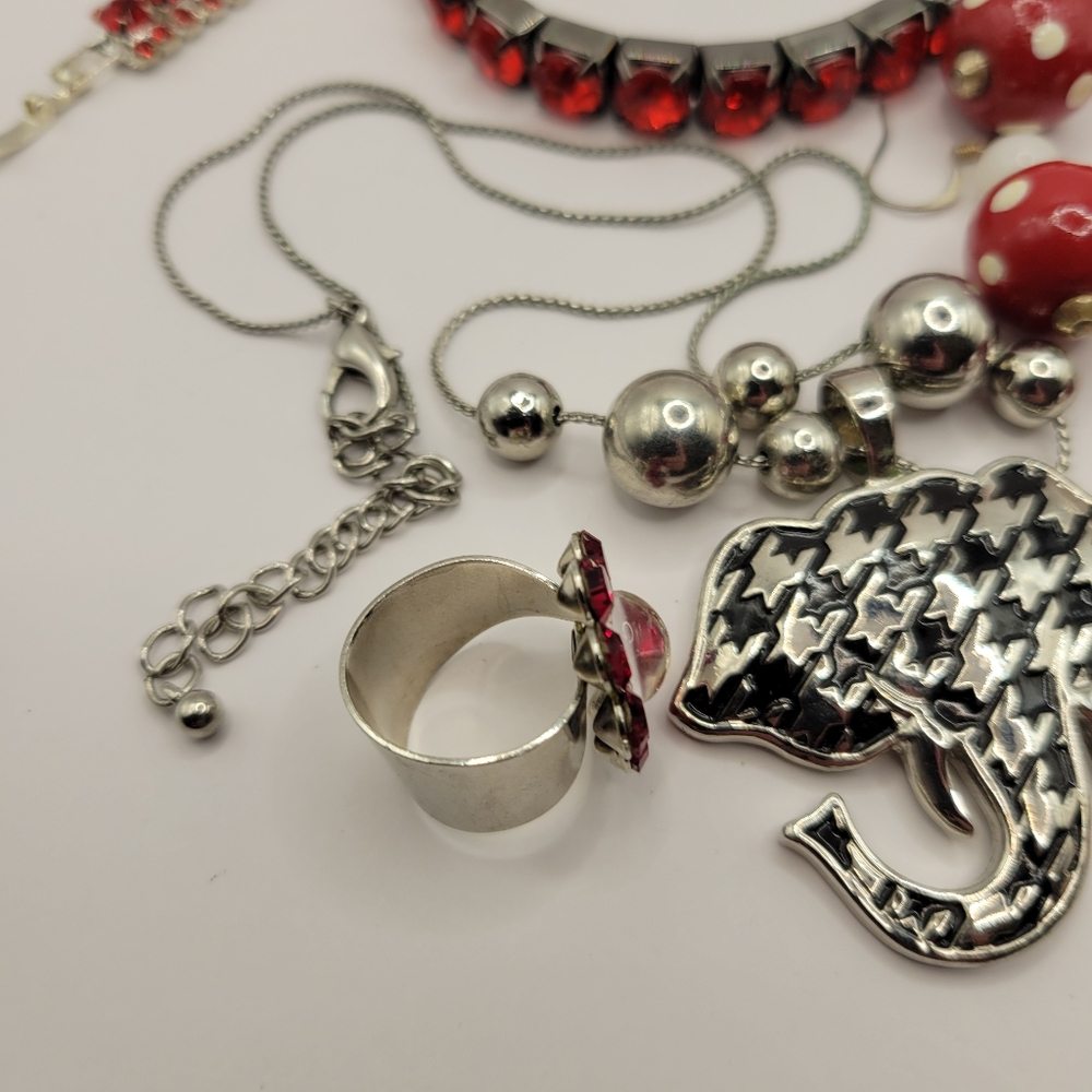 Alabama University Roll Tide Houndstooth Red White Black Silver Jewelry Lot - Picture 10 of 16
